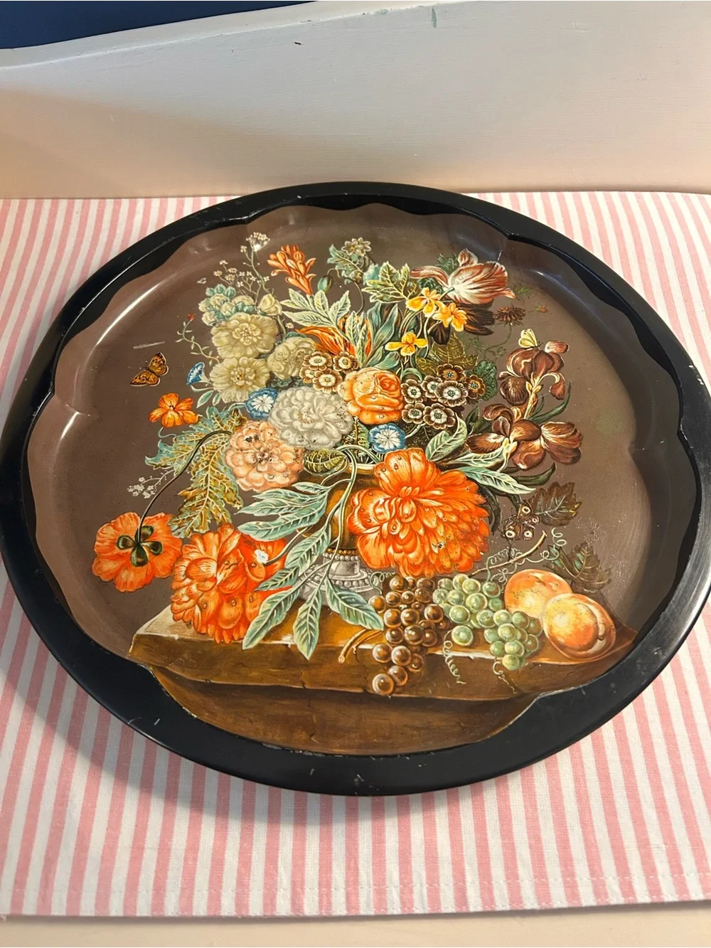 Vintage Daher Decorated Ware Round Meal Serving Tray/Platter